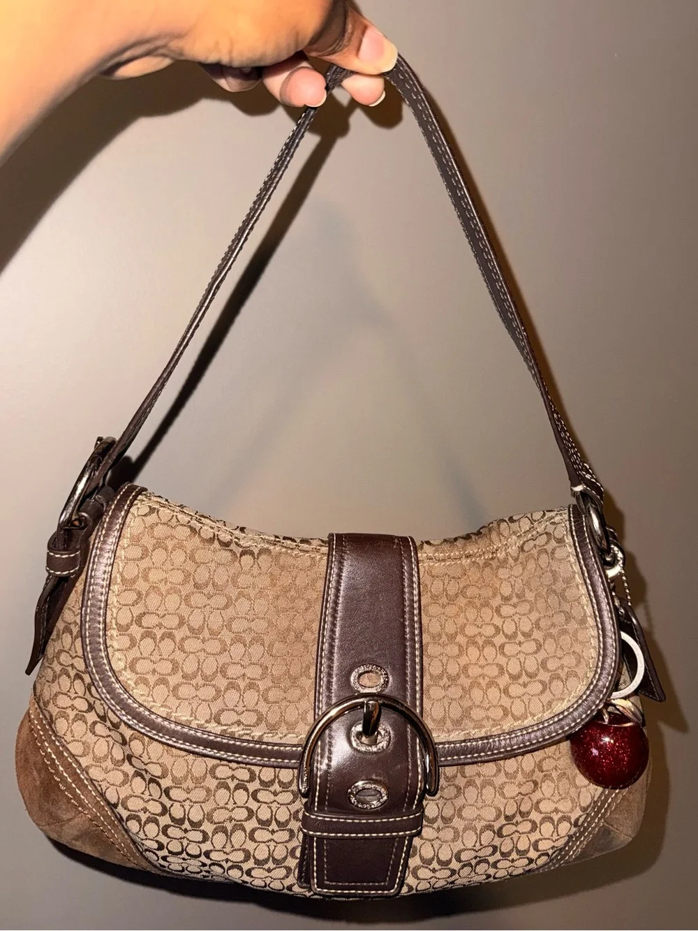 Coach SoHo brown signature buckle bag Y2K